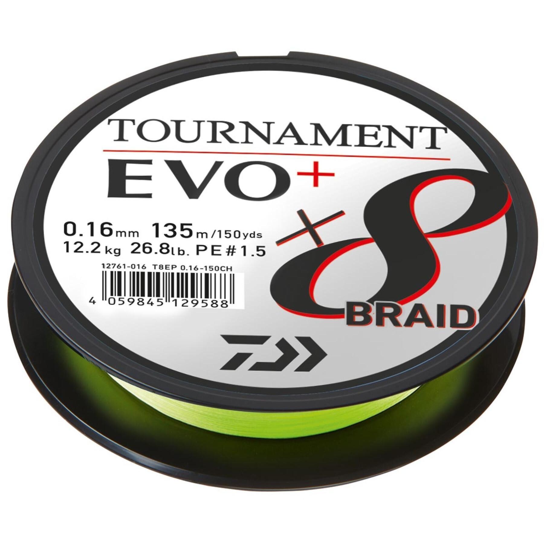 Treccia Daiwa Tournament 8 Braid Evo + chartreuse
