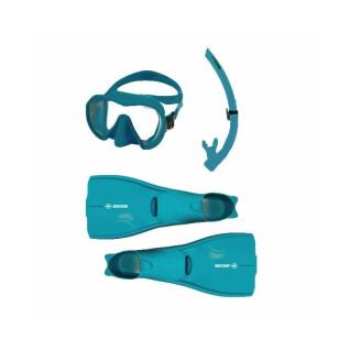 Kit subacqueo pinne + maschera singola in vetro + snorkel Beuchat Atoll - Spy
