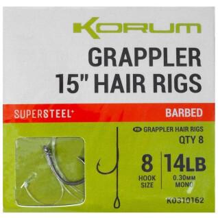 Gancio carnivoro Korum Grappler Hair Rigs 15 Barbed 8 x5